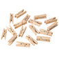 A pack of 100 PAPSTAR mini wooden clips (3.5 cm), ideal for craft projects, from PAPSTAR GmbH, is scattered on a white background.