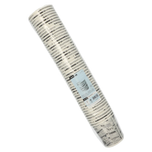Starpak 50 snack cup "To Go" made of sturdy cardboard in newspaper design (470 ml, ø 9.9 cm) in a clear foil sleeve with a blue label on the front.