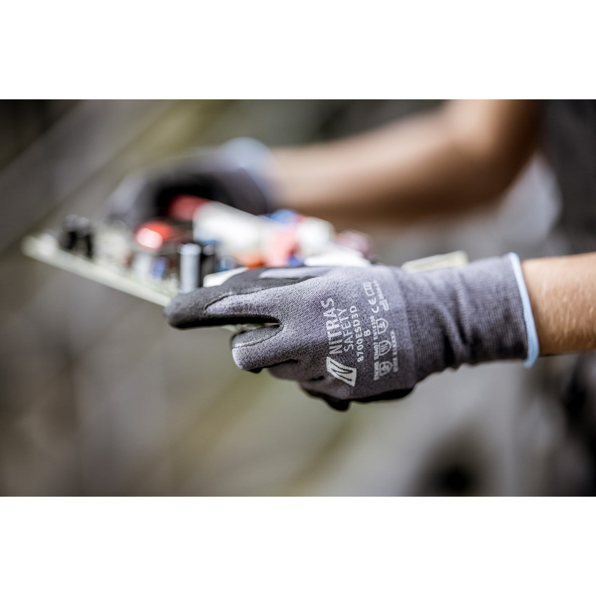 NITRAS assembly gloves, gray / black