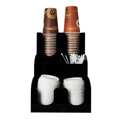 The Starpak dispenser for drinking cups and lids "To Go" includes brown and white disposable cups, stir sticks, and lids - perfect for any To Go set. Sold as a set with 2 boxes. Brand: Starpak.