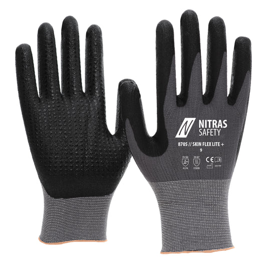 NITRAS SKIN FLEX LITE+, assembly gloves, gray / black