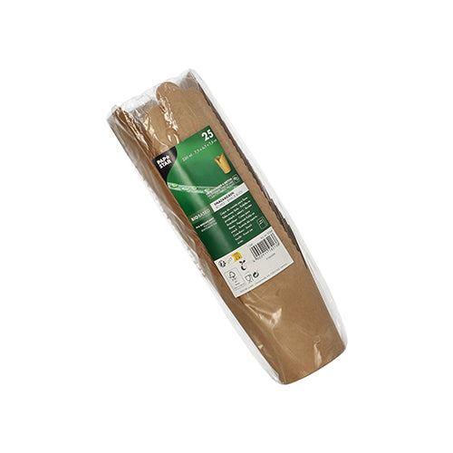 Eine Packung mit 25 Snackboxen (eckig, Pappe) aus braunem Papier der PAPSTAR GmbH, umweltfreundlich und recycelbar – ideal für Partys und perfekt in Kombination mit den passenden PAPSTAR-Pappbechern.