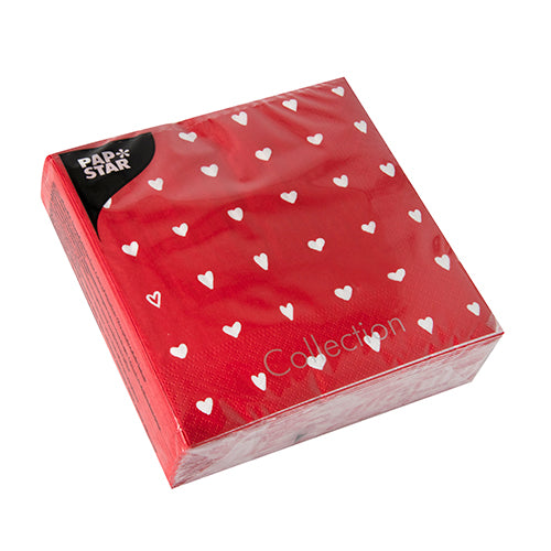 PAPSTAR 50 Servietten „Herzen“, 3-lagig, 33x33 cm, im Folienpack – ideal für festliche Anlässe.