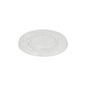 The PAPSTAR Round lid, Ø 9.5 cm, crystal clear, made of biodegradable PLA "pure" with a cross-slot opening measuring PAPSTAR The GmbH is round with a slightly raised center and comes in a pack of 100.