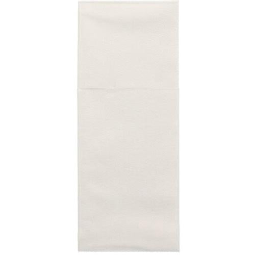 A Starpak 100 cutlery pouch airlaid napkin (40x48 cm, with cutlery fold) is presented unfolded against a white background and shows a fold line - ideal for table decoration or as a stylish cutlery pouch.