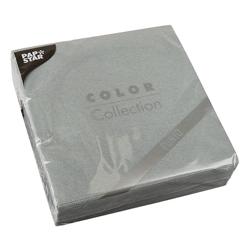 A sealed pack of 30 napkins from PAPSTAR GmbH, 2-ply "PUNTO" 1/4 fold (38x38cm) in transparent plastic packaging, ideal for table decoration.