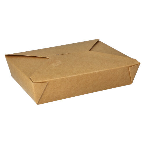 Die PAPSTAR 50 Lunchboxen, Pappe „pure“ braun der PAPSTAR GmbH sind geschlossene, rechteckige braune Kartons mit gefalteten Kanten – eine umweltfreundliche Verpackung, ideal für umweltbewusstes Mitnehmen.