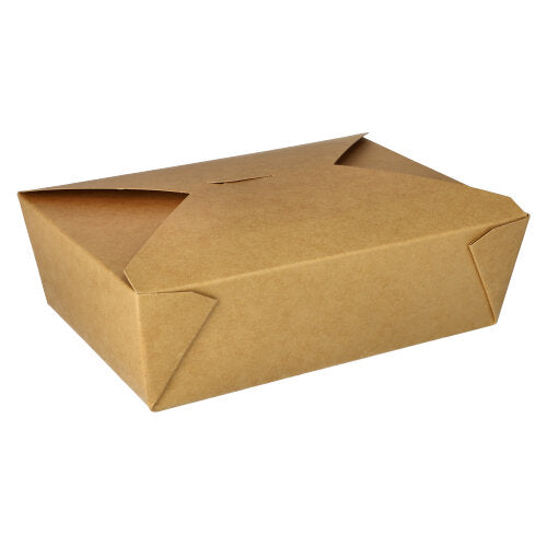 Die PAPSTAR 50 Lunchboxen, Pappe „pure“ braun der PAPSTAR GmbH sind geschlossene, umweltfreundliche Lebensmittelbehälter aus braunem Karton mit gefalteten Klappen und abgewinkelten Ecken, abgebildet vor weißem Hintergrund.