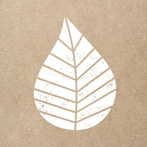 Ein weißes Blatt mit Blattrippen erscheint mittig auf einem braunen, strukturierten Hintergrund und spiegelt den natürlichen Look von PAPSTAR 20 Servietten, 33 cm x 33 cm, 3-lagig, von PAPSTAR GmbH wider. Die Blattgrafik weist einen leichten Distressed-Effekt auf.