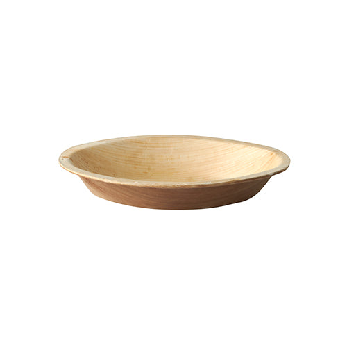 Der PAPSTAR 6 Teller Palmblatt „pure“ oval der PAPSTAR GmbH ist ein umweltfreundlicher, ovaler Palmblattteller mit glatter Oberfläche, perfekt für nachhaltige Veranstaltungen, präsentiert vor weißem Hintergrund.