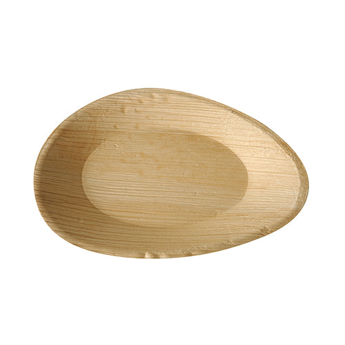 Die 6 Teller Palmblatt „pure“ oval von PAPSTAR GmbH sind helle Einwegteller mit glatter Oberfläche und natürlicher Holzmaserung, perfekt für umweltfreundliche Veranstaltungen, abgebildet vor weißem Hintergrund.