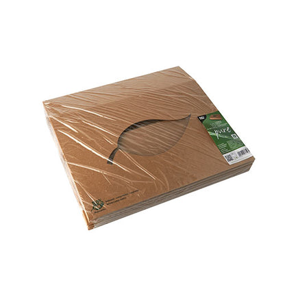 The PAPSTAR 10 transport and catering boxes 'pure' brown made of cardboard with a PLA window are ideal for sustainable packaging – 100% fair, plastic-free, and perfect for environmentally conscious users.