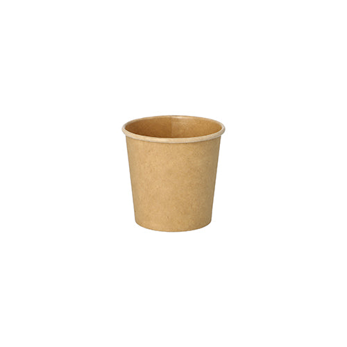 Der PAPSTAR 50 Portionsbecher aus brauner, recycelbarer Pappe von PAPSTAR GmbH ist zylindrisch mit leicht erweitertem Rand gestaltet und eignet sich ideal für den Gastronomiebereich.