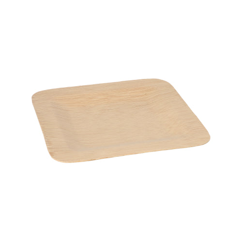 The PAPSTAR 10 plate, bamboo "pure" square from PAPSTAR GmbH is a square, flat, light bamboo plate with a raised edge - an eco-friendly choice for any table decoration.