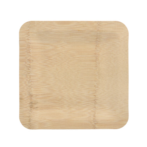 The PAPSTAR 10 plate, bamboo "pure" square from PAPSTAR GmbH is a square, eco-friendly bamboo plate with gently rounded corners and visible natural grain on a white background.