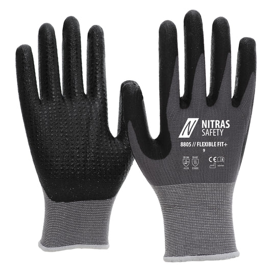 NITRAS FLEXIBLE FIT+, assembly gloves, gray / black