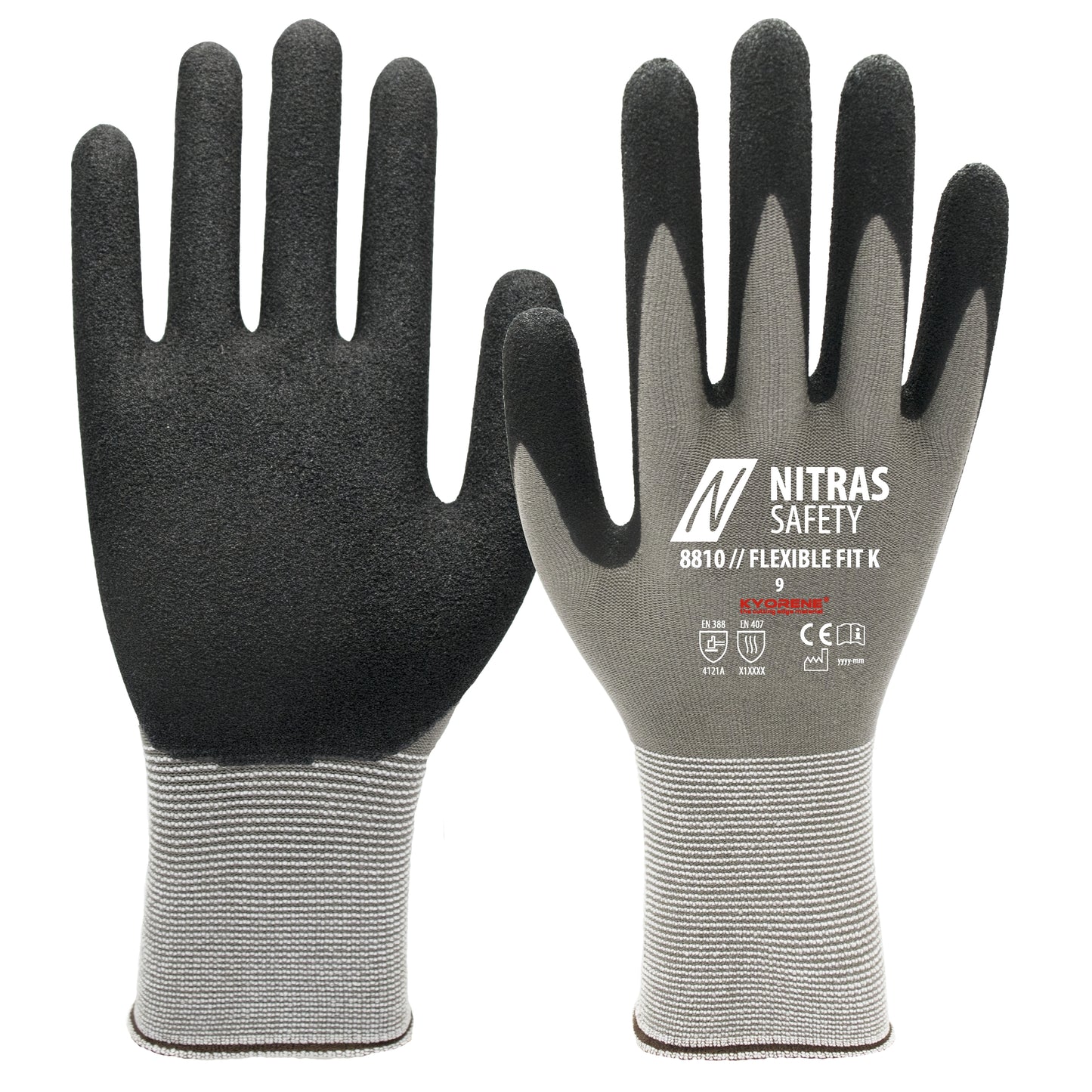 NITRAS FLEXIBLE FIT K, assembly gloves, gray / black