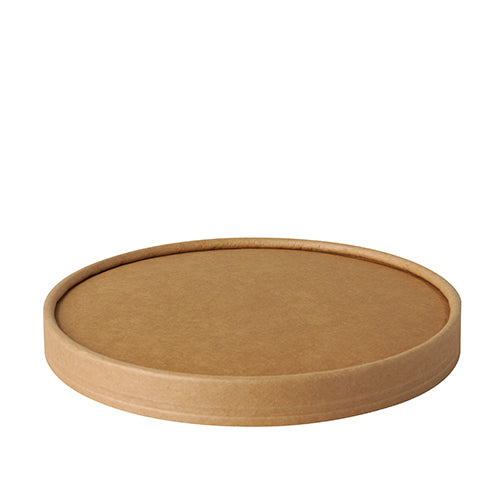 Auf schlichtem, weißem Hintergrund ist ein runder, flacher, brauner Deckel aus Karton (PAPSTAR 50 Deckel für Salatschalen „pure“, Ø 15 cm) der PAPSTAR GmbH abgebildet. Ideal zum Abdecken von Salatschüsseln; Packung enthält 50 Deckel.