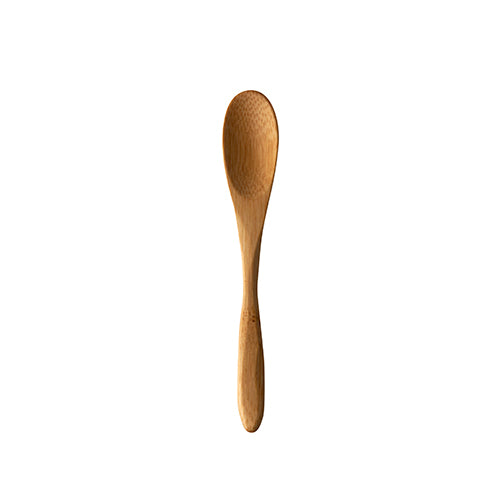 A 13.5 cm PAPSTAR coffee spoon made of bamboo "pure", environmentally friendly and sustainable, by PAPSTAR GmbH - presented against a white background as an eco-friendly alternative in a pack of 10.