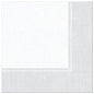 Weiße, quadratische Serviette aus der "ROYAL Collection" der PAPSTAR GmbH (40 x 40 cm, 1/4-Falz), abgebildet auf einem unifarbenen, weißen Hintergrund, mit hellgrauem Rand und dezentem Stepprandmuster. Packung mit 50 Stück.