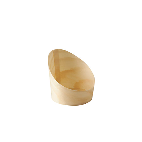 Die PAPSTAR 50 Snackbecher, Holz „pure“ (7,2 cm Höhe) von PAPSTAR GmbH sind kleine, ovale Einweg-Snackbecher aus nachhaltigem Holz mit glatten Kanten – die umweltfreundliche Wahl für Snacks.