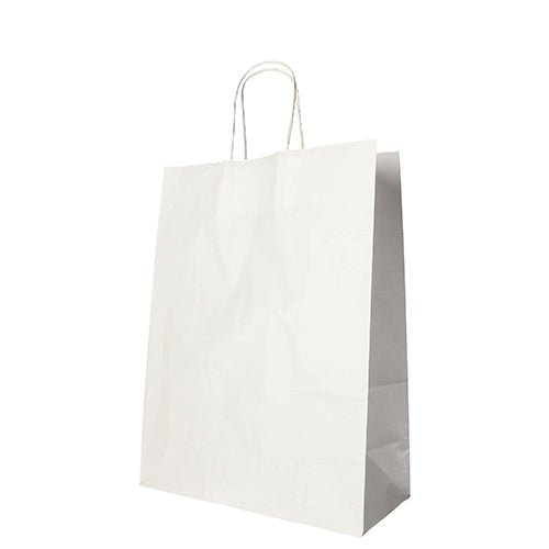 A PAPSTAR GmbH 25 paper carrier bags with twisted handles stands upright against a white background.