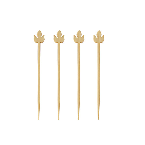 PAPSTAR 100 Fingerfood-Picker „pure“ von PAPSTAR GmbH aus hochwertigem Kunststoff mit spitzem Ende und dekorativem Fleur-de-Lis-Design, ideal für Partys und Events, vertikal auf weißem Hintergrund angeordnet.