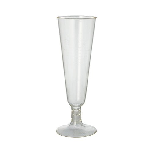 A PAPSTAR GmbH champagne glass "pure" flute, 16.5 cm clear glass with an elegant base, is depicted on a white background. Packaged in a box of 24.