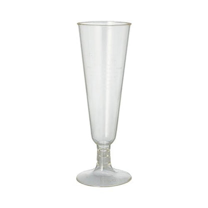 A PAPSTAR GmbH champagne glass "pure" flute, 16.5 cm clear glass with an elegant base, is depicted on a white background. Packaged in a box of 24.