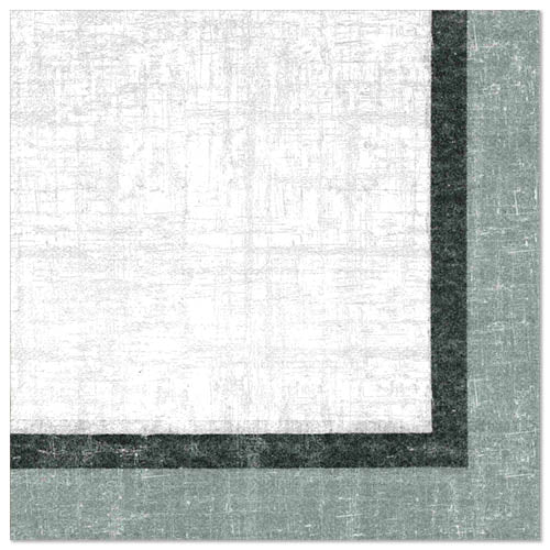 Ein strukturiertes, quadratisches Bild spiegelt den eleganten, mehrschichtigen Stil der PAPSTAR 50 Servietten "ROYAL Collection" 1/4-Falz 40 x 40 cm Design by PAPSTAR GmbH wider, mit einer weißen Mitte, die von dunkelgrauen und gedämpften grünen Rändern eingefasst wird.