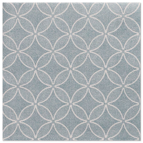 Eine quadratische Fliese mit hellblauem Hintergrund und überlappenden weißen Kreisen, inspiriert von PAPSTAR 50 Servietten "ROYAL Collection" 1/4-Falz 40 x 40 cm blau der PAPSTAR GmbH.