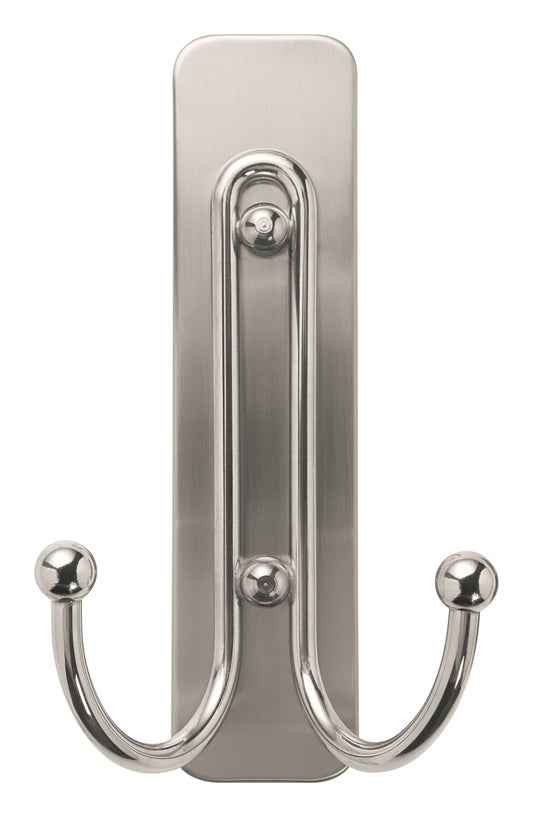 Der Großer Command™ Doppelhaken in gebürstetem Nickel von 3M Deutschland GmbH (17036) bietet zwei stabile Haken und eine rechteckige Platte - ideal zum Aufhängen von Jacken oder Taschen. 1 Haken und 1 Strip pro Packung.