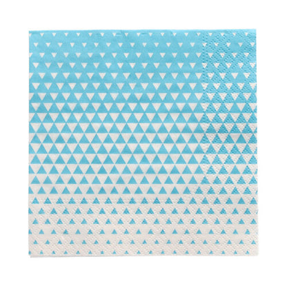A pack of 20 three-ply napkins (25 cm x 25 cm, 1/4 fold) from PAPSTAR GmbH with a blue-white small triangle gradient - denser at the top, thinner at the bottom.