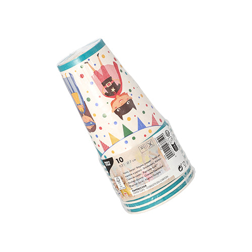 PAPSTAR GmbH 10 Trinkbecher aus Pappe (0,2 L, Ø 7 cm, 9,7 cm) im Klarsichtbeutel mit Etikett – ideal für Partys.