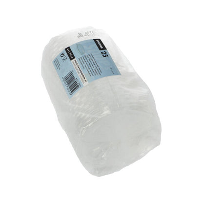 Eine in durchsichtige Plastikfolie eingewickelte Packung mit 25 transparenten Starpak „To Go“-PP-Deckeln (Ø 11,5 cm) mit einem blau-weißen Etikett mit Produktinformationen.