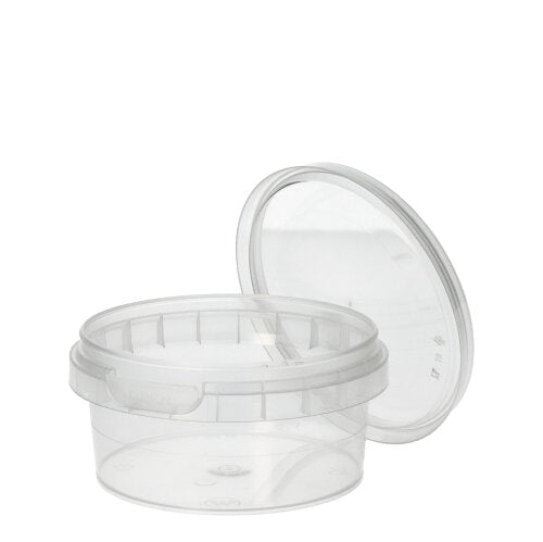 Der Starpak 38 Feinkostbecher ist ein runder, transparenter 180-ml-PP-Behälter (Ø 9,5 cm, Höhe 4,5 cm) mit Originalitätsverschluss und Schrumpffolie – ideal zum Präsentieren oder Aufbewahren von Delikatessen. Das Set enthält 38 Stück.