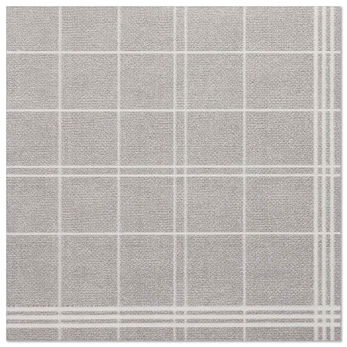 Ein quadratisches Stück hellgrauer Teppichboden mit weißem Gittermuster, das die raffinierte Textur und das Design der 50 Servietten "ROYAL Collection" 1/4-Falz 40 x 40 cm grau der PAPSTAR GmbH widerspiegelt. In der rechten unteren Ecke erscheinen zusätzliche parallele Linien.
