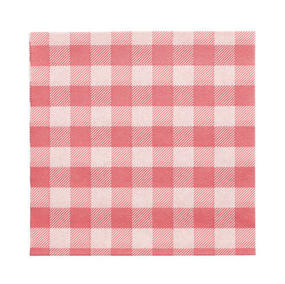 A PAPSTAR 100 napkins, 1-ply, 1/4-fold (33 x 33 cm) from PAPSTAR GmbH with red and white gingham pattern, FSC-certified and environmentally friendly, laid flat on a white background.