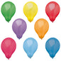 Sixteen colorful PAPSTAR balloons (Ø 25 cm, assorted colors) of PAPSTAR GmbH stand in two rows on a white background and show a colorful mix of green, yellow, red, purple, orange, pink, and two shades of blue.