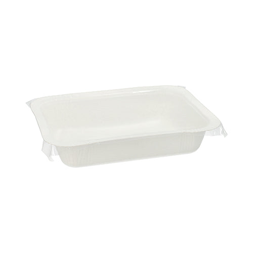 Ein weißer, rechteckiger Starpak 260 Siegelschalen-Lebensmittelbehälter (530 ml, 3,7 x 13,7 x 18,1 cm, Einwegkarton) vor einem schlichten weißen Hintergrund. Packung mit 260 Stück.