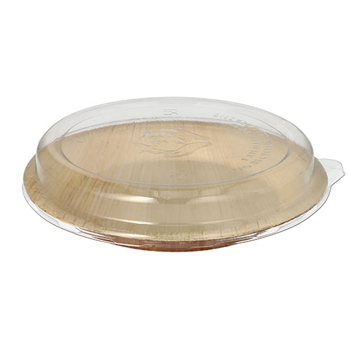 Das Starpak 10 Teller Kombipack beinhaltet runde Palmblatt Einwegteller (500ml, Ø23cm, 5,3cm) mit hellen Tellern und durchsichtigem rPET-Deckel mit kleiner Entnahmelasche; umweltfreundlich und in Schrumpffolie verpackt (10 Stück).