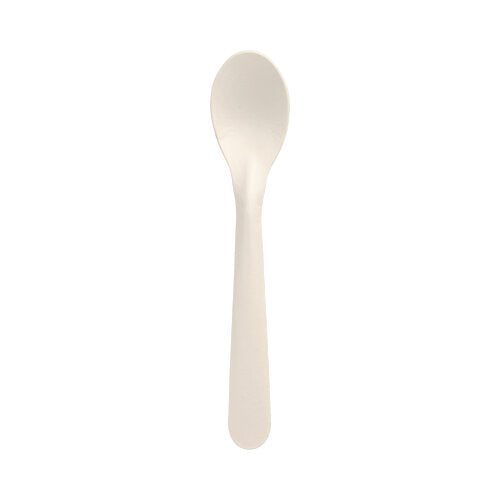 Auf weißem Hintergrund ist ein PAPSTAR Papierlöffel aus der 50er-Packung „pure“ (17,6 cm, weiß) der PAPSTAR GmbH mit der Vorderseite nach oben abgebildet – eine nachhaltige Papieralternative zu Plastikbesteck.