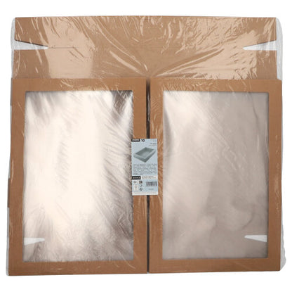 Together come two rectangular Starpak 10 transport and catering boxes made of sturdy brown cardboard, each with a separate lid and PET viewing window, similar to baking trays packed in clear foil with a central product info insert.
