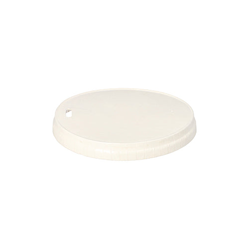 Der PAPSTAR 50 Deckel für Trinkbecher (Pappe, Ø 9 cm, weiß) der PAPSTAR GmbH präsentiert sich vor weißem Hintergrund und bietet eine hygienische Lösung zum Abdecken Ihrer Getränke.
