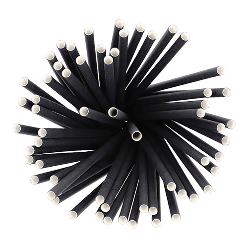Top view of PAPSTAR 500 shake straws paper Ø 8 mm · 25 cm from PAPSTAR GmbH, radially arranged with white ends facing outward; These eco-friendly, biodegradable paper straws are environmentally friendly paper straws.