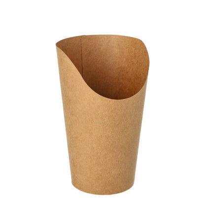 Die PAPSTAR 50 Wrap Cups, Pappe braun von der PAPSTAR GmbH stehen aufrecht mit schräger, offener Oberseite vor weißem Hintergrund – perfekte umweltfreundliche Wrap Cups für Partys und Veranstaltungen.