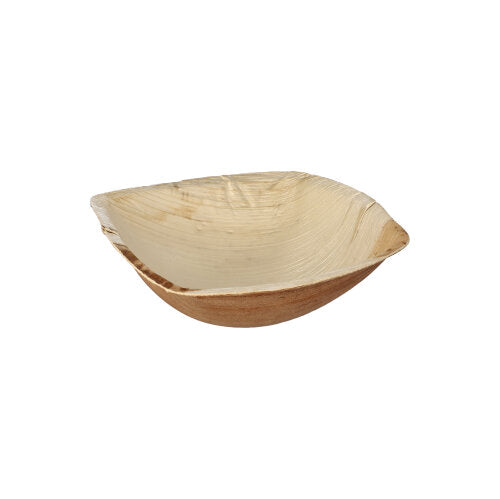 Die PAPSTAR 25 Schalen Palmblatt „pure“ „QUADRATO“ natur von PAPSTAR GmbH sind biologisch abbaubare, quadratische Einwegschalen mit natürlicher Holzmaserung, umweltfreundlich präsentiert vor weißem Hintergrund.