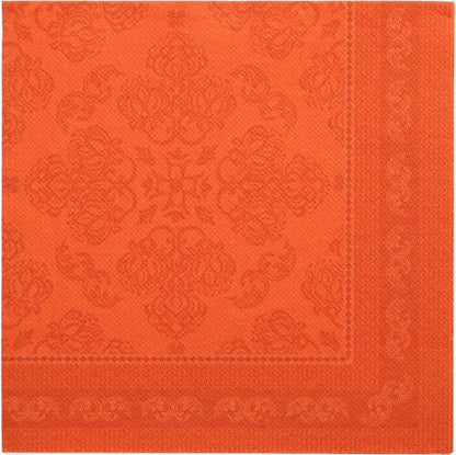 The PAPSTAR 50 napkins "ROYAL Collection" 1/4-fold, 40 x 40 cm in nectarine, with embossed floral pattern and decorative border - ideal for adding elegance to your set table.