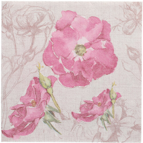 Die PAPSTAR 50 Servietten "ROYAL Collection" 1/4-Falz 40 x 40 cm lila der PAPSTAR GmbH zeigen ein elegantes florales Design in Lila - ideal für den stilvoll gedeckten Tisch.