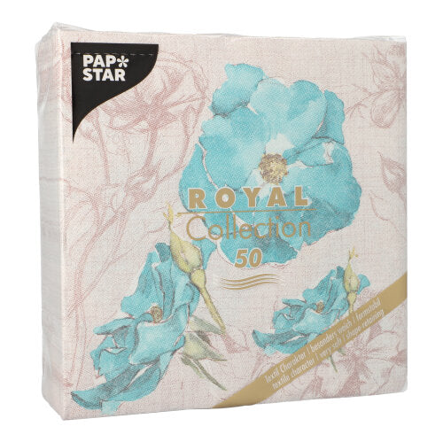 Eine Packung PAPSTAR GmbH 50 Servietten "ROYAL Collection" 1/4-Falz, 40 x 40 cm, türkis.